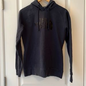 Navy Blue North Face Hooded Sweatshirt with from outside pocket, Medium